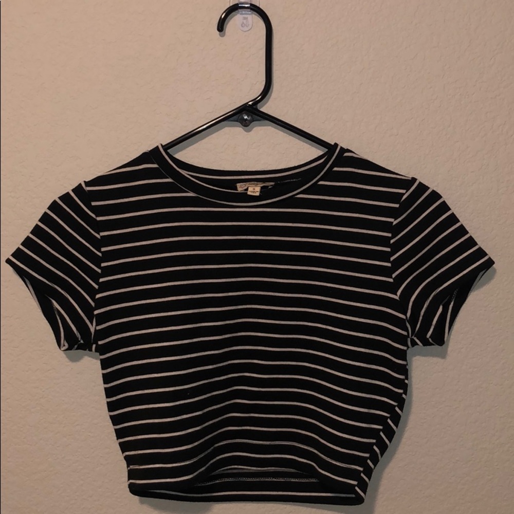 Black & White Striped Crop Top